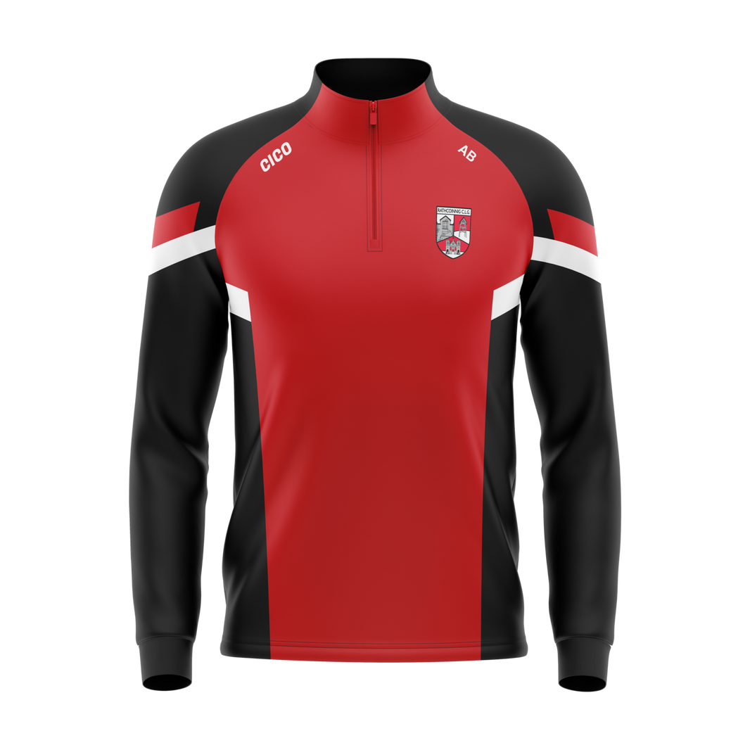 Rathkenny GAA & LGFA kid's red and black half zip with club crest - club merchandise
