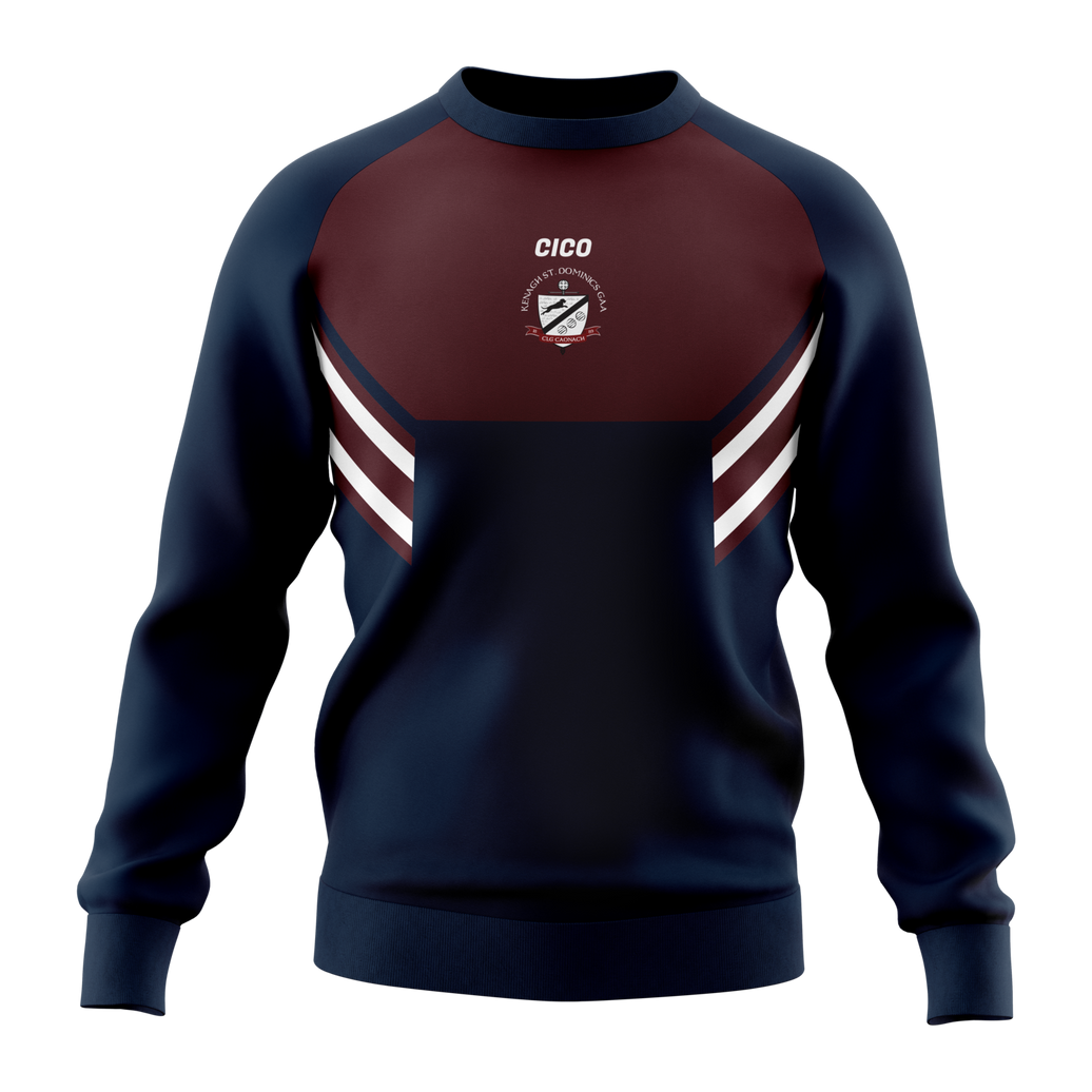 Kenagh St. Dominic's GAA kid's navy and maroon retro crewneck with club crest