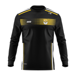 Ballinagh GAA black long sleeve sub crewneck with amber chest band and club crest – front