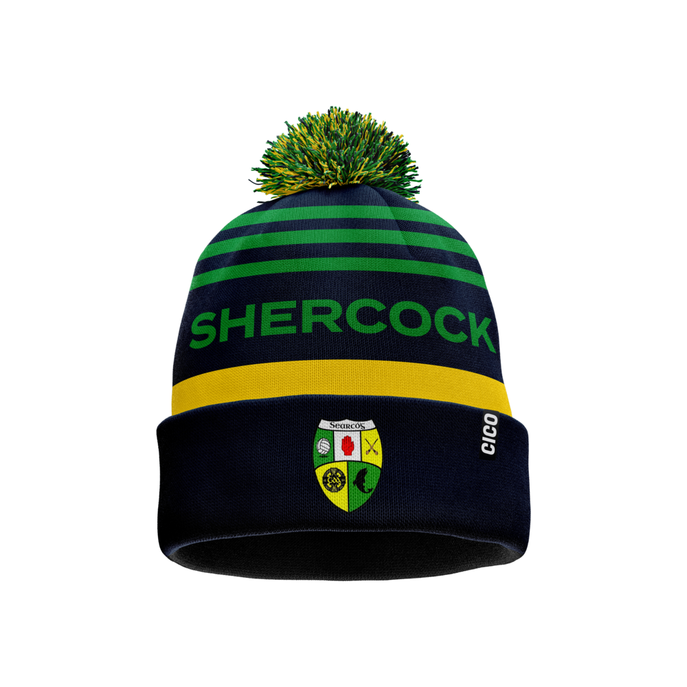 Shercock GAA & LGFA navy and green bobble hat with club crest - club merchandise