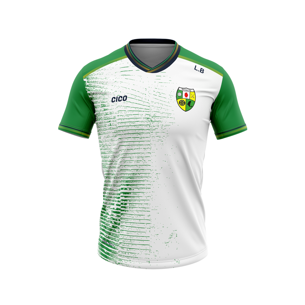 Shercock GAA & LGFA white and green training jersey with club crest - GAA clothing