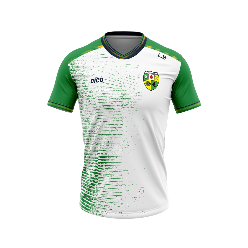 Shercock GAA & LGFA white and green training jersey with club crest - GAA clothing