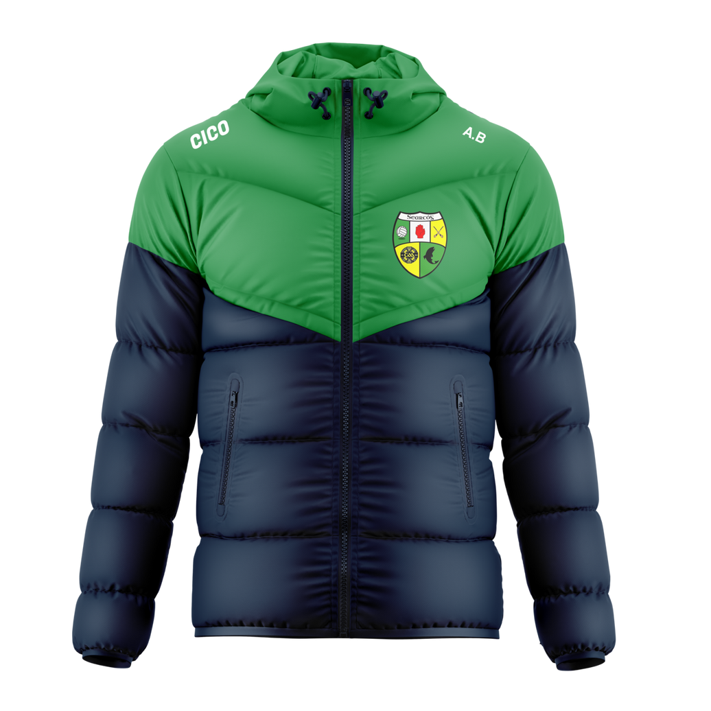 Shercock GAA & LGFA green and navy puffer jacket with club crest - GAA clothing
