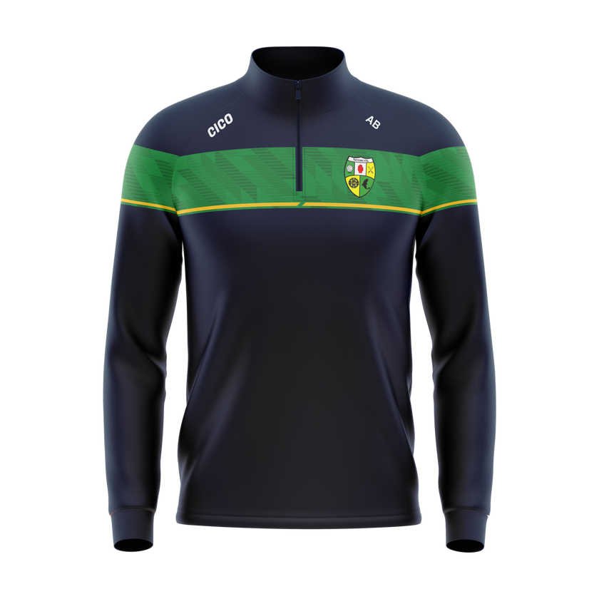 Shercock GAA & LGFA navy and green half zip with club crest - GAA clothing