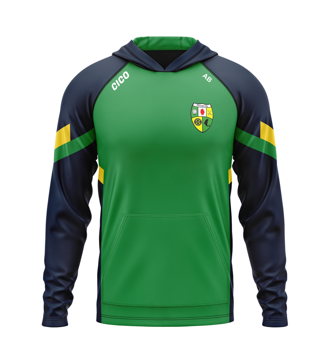Shercock GAA & LGFA green and navy hoodie with club crest - GAA clothing