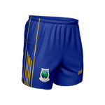 Cloone GAA royal blue Gaelic shorts with dark gold stripes and Cloone crest - GAA clothing by Cico Sports