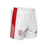 Carrick Hurling Club white and red Gaelic shorts with club crest