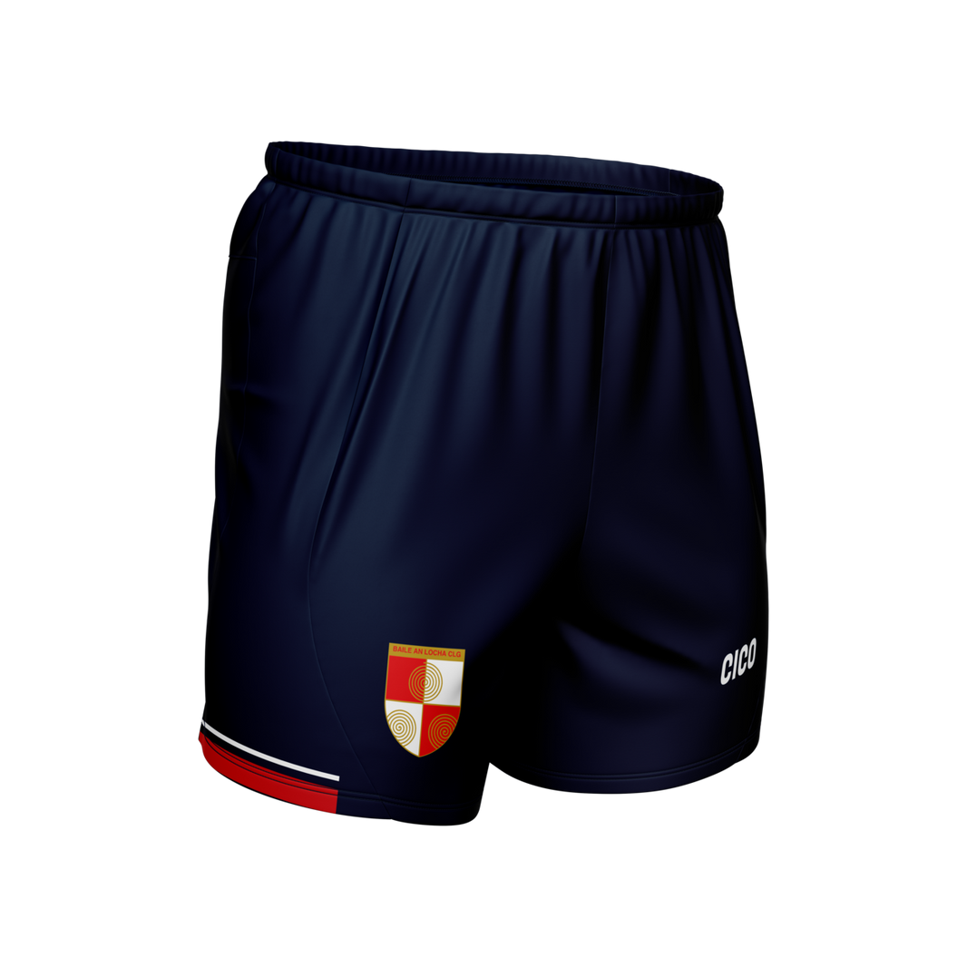 Ballinlough GFC navy Gaelic shorts with red trim