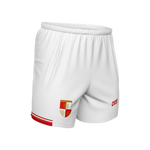Ballinlough GFC white Gaelic shorts with red trim