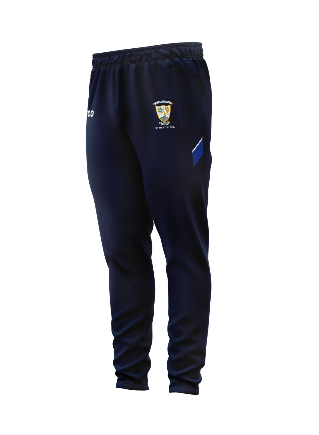 St Mary's LGFA Granard navy skinnies with club crest and royal side detail - LGFA training clothing by Cico Sports