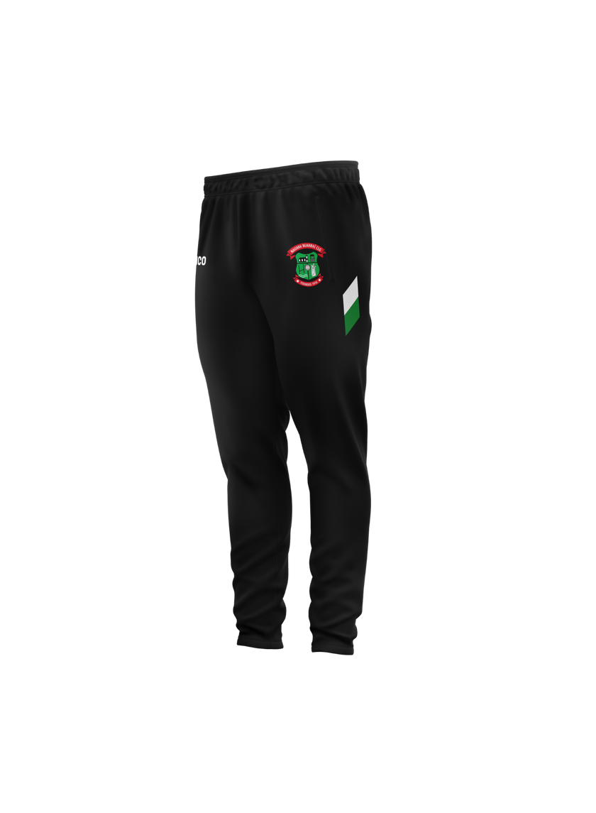 St Barrys GAA kid's black skinnies with emerald and white side stripe and club crest