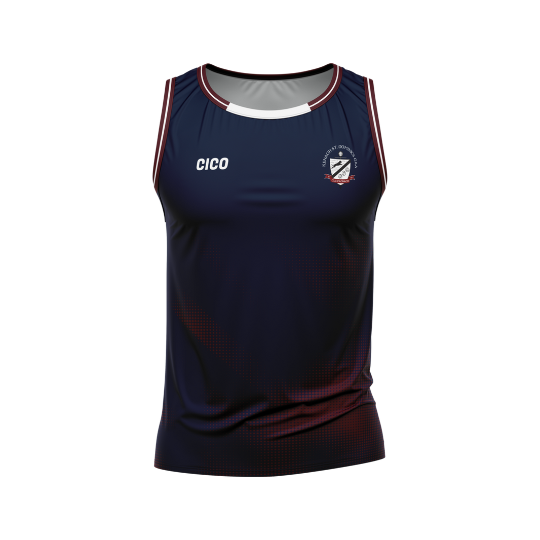 Kenagh St. Dominic's GAA navy sleeveless jersey with club crest - front - Cico Sports