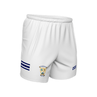 St Mary's Granard GFC white Gaelic football shorts with royal blue stripes - official club merchandise by Cico Sports