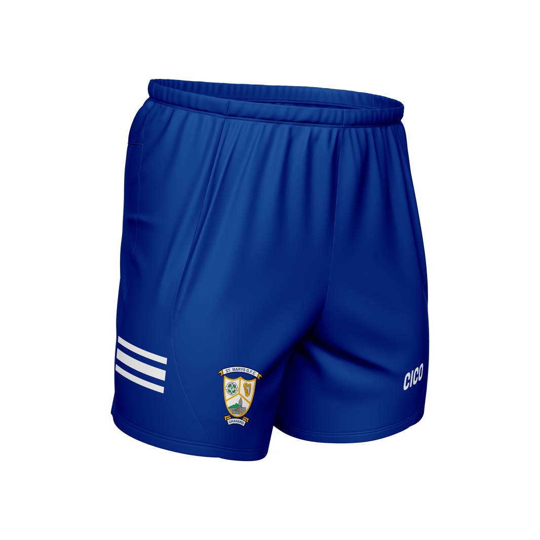 St Mary's Granard GFC royal blue Gaelic football shorts with white stripes - official club merchandise by Cico Sports