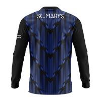 St Mary's Granard GFC long sleeve sub crewneck in black and royal blue - back - Gaelic football club merchandise by Cico Sports