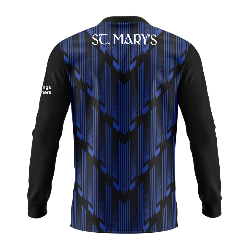 St Mary's Granard GFC long sleeve sub crewneck in black and royal blue - back - Gaelic football club merchandise by Cico Sports