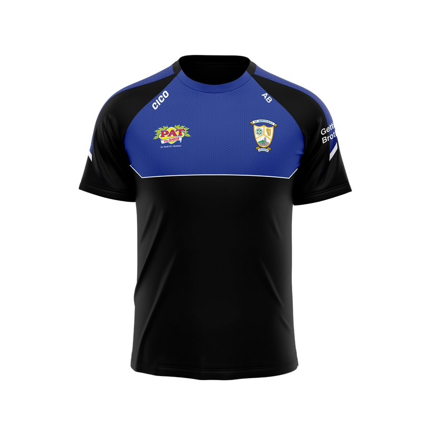 St Mary's Granard GFC leisure T-shirt in black and royal blue with club crest - front - official GAA club merchandise by Cico Sports