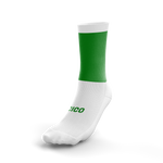 St Barrys GAA custom crew socks in emerald green and white