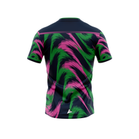 St Barry's LGFA G4M&O kid's navy, emerald and pink training jersey, back - club merchandise