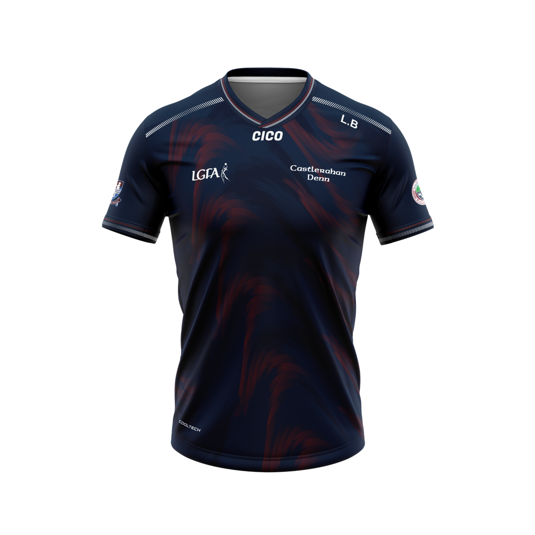 Castlerahan-Denn LGFA kid's navy training jersey with maroon pattern - LGFA clothing