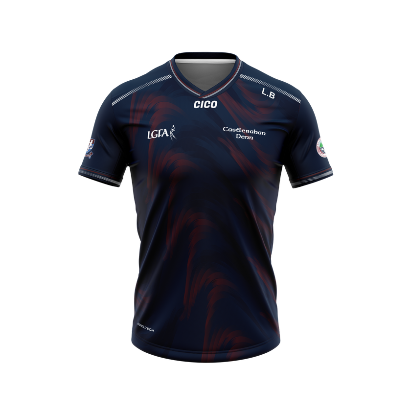 Castlerahan-Denn LGFA kid's navy training jersey with maroon pattern - LGFA clothing