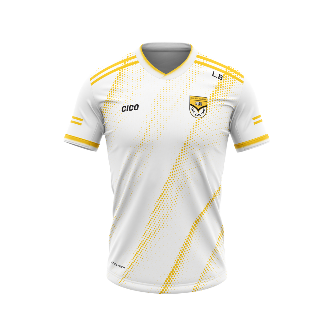 Ballinagh GAA white and amber training jersey – front