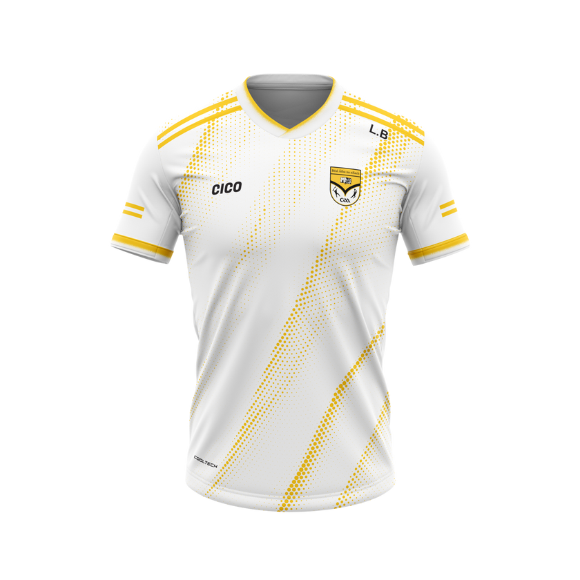 Ballinagh GAA white and amber training jersey – front