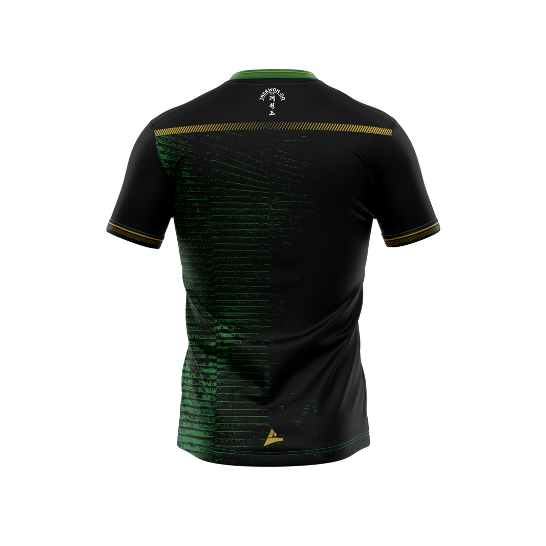 Meath Taekwondo unisex training jersey in black and bottle green - back