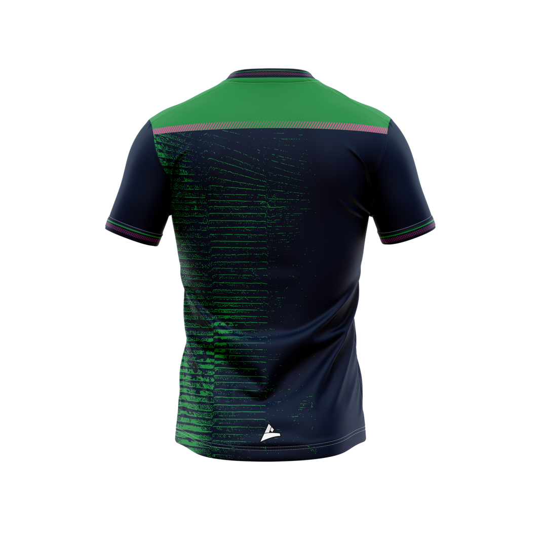 St Barry's LGFA unisex navy and emerald training jersey, back - club merchandise