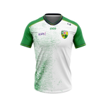 Shercock LGFA white and green training jersey with LGFA logo and club crest - GAA clothing