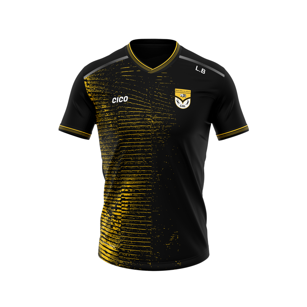 Ballinagh GAA black and amber training jersey – front