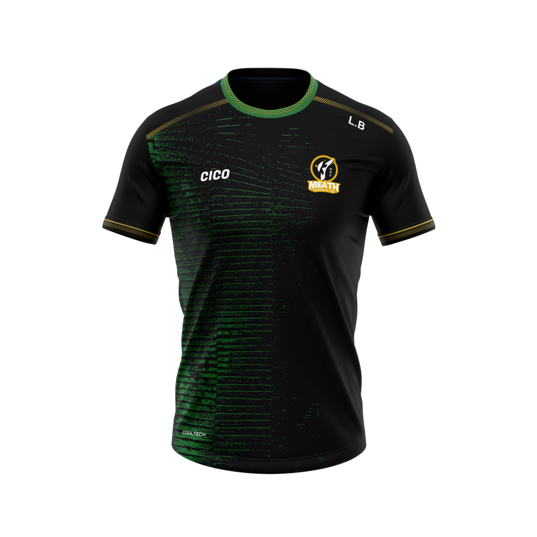 Meath Taekwondo unisex training jersey in black and bottle green - front