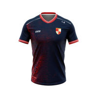 Ballinlough GFC navy and red training jersey front with crest