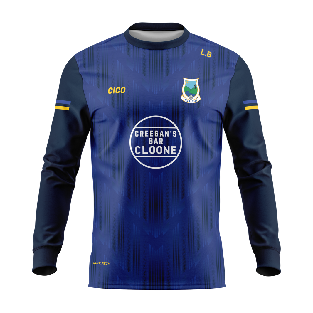 Cloone GAA royal blue and navy long sleeve sub crewneck with Cloone crest and Creegan's Bar sponsor - GAA clothing by Cico Sports