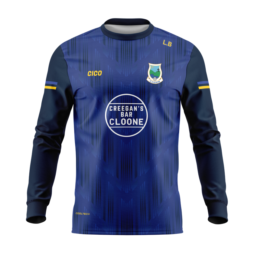Cloone GAA royal blue and navy long sleeve sub crewneck with Cloone crest and Creegan's Bar sponsor - GAA clothing by Cico Sports