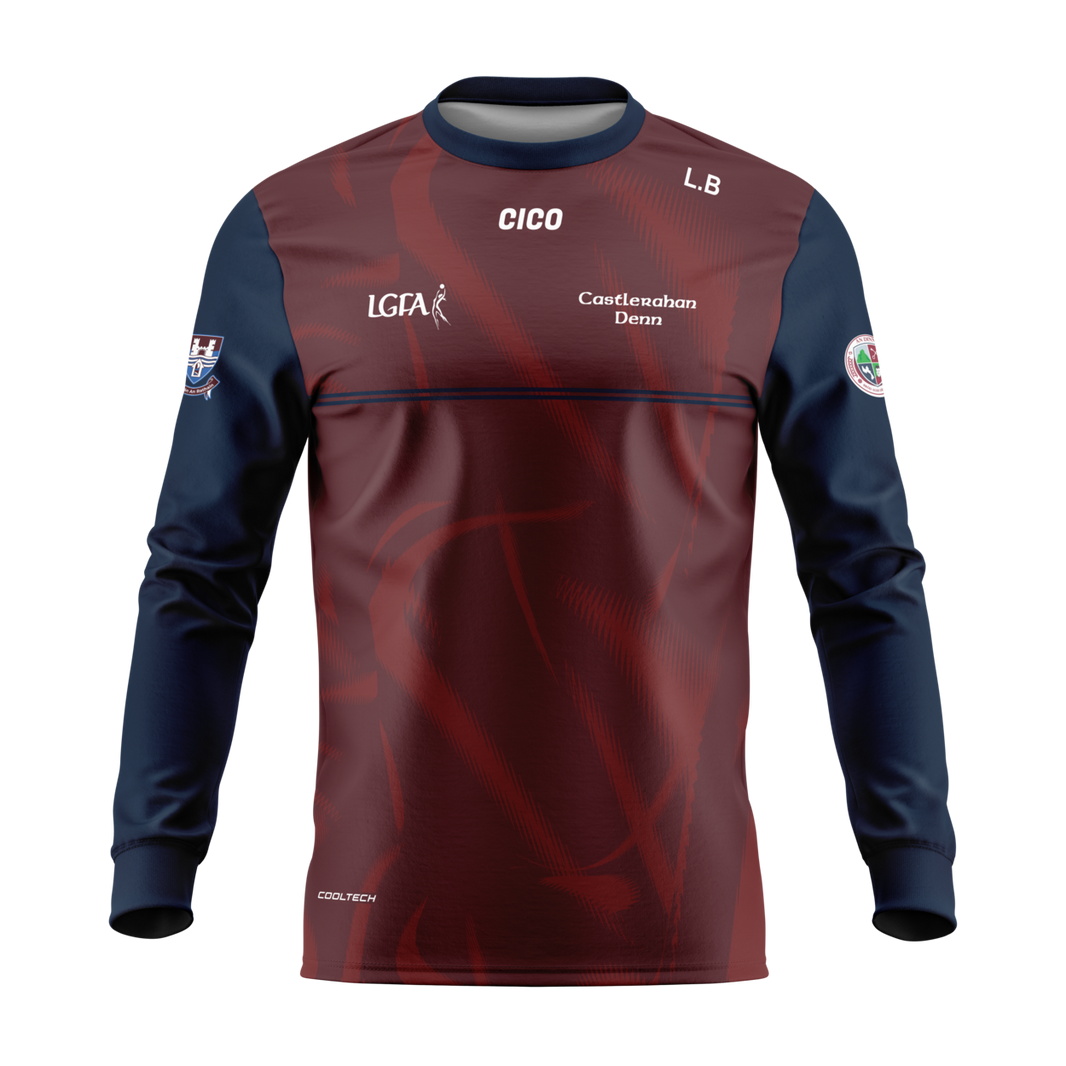 Castlerahan-Denn LGFA adult maroon and navy long sleeve crewneck - LGFA clothing