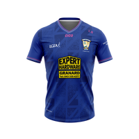 St Mary's LGFA Granard royal blue training jersey with pink trim and club crest - LGFA club merchandise by Cico Sports