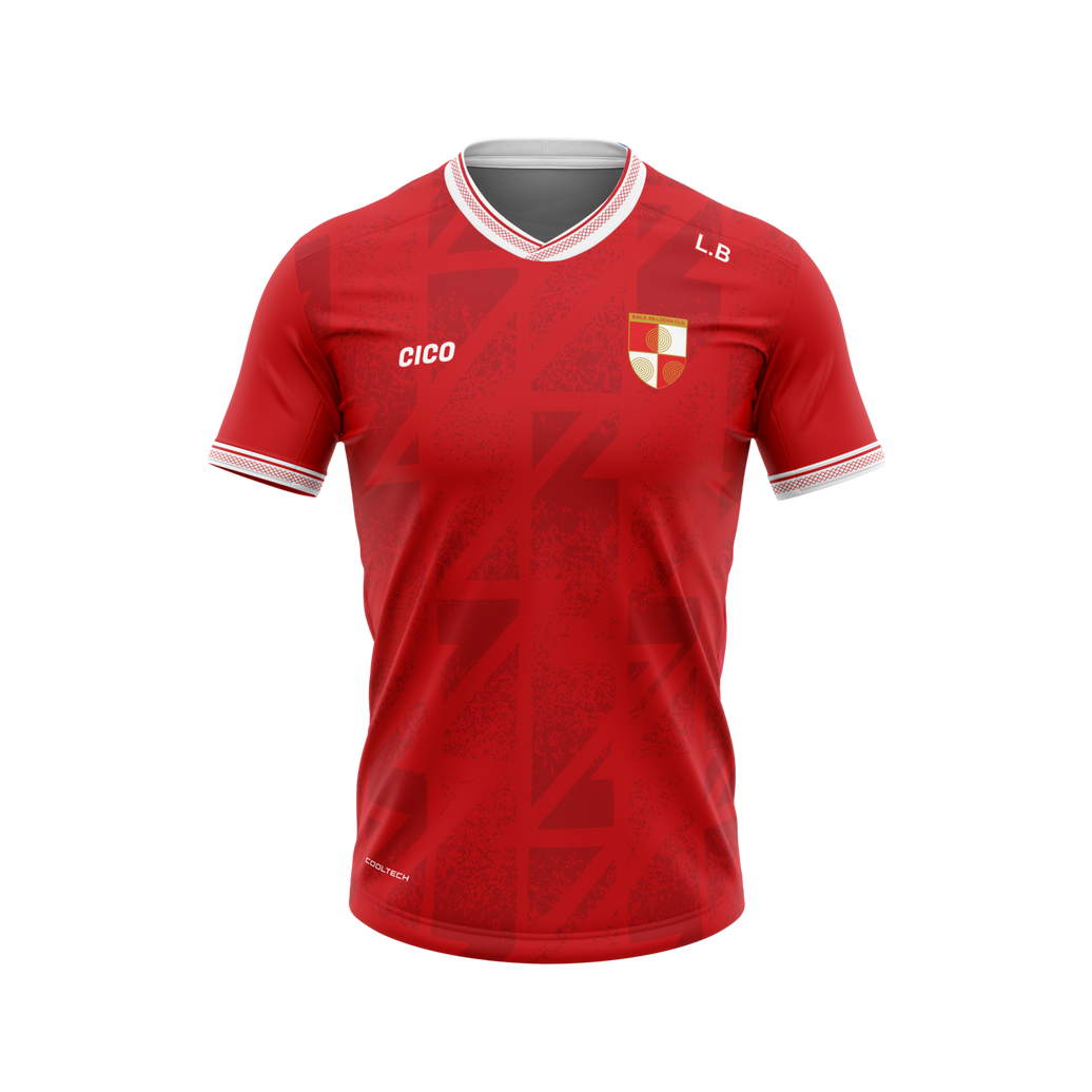 Ballinlough GFC red training jersey front with crest