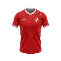 Ballinlough GFC red training jersey front with crest