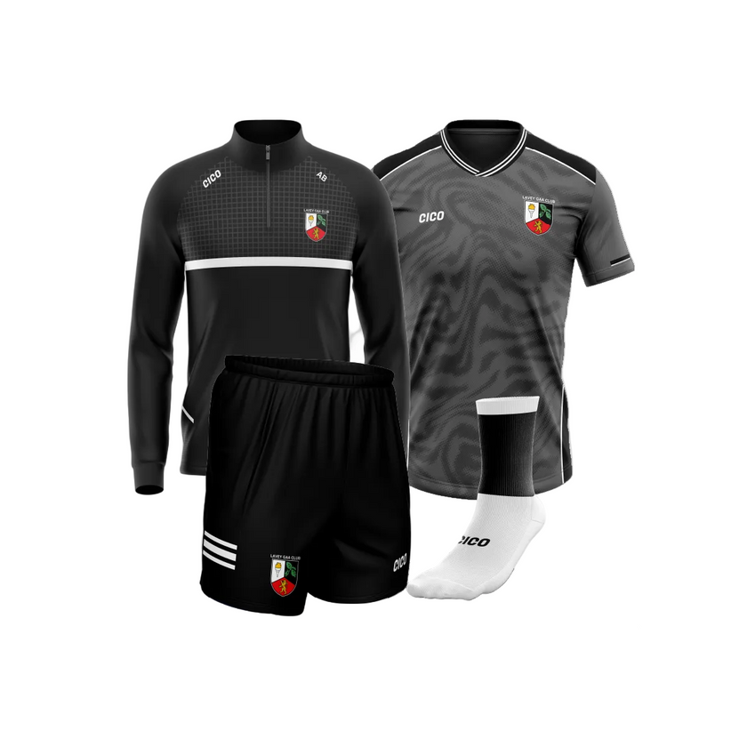 Lavey GAA Club Adults Half Zip, Training Jersey, Gaelic Shorts and Socks Pack