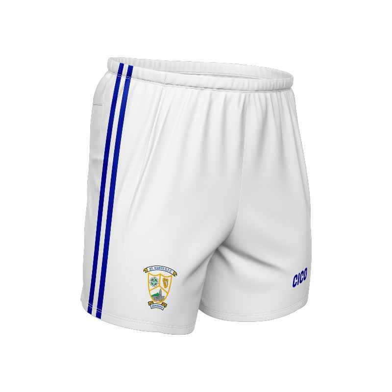 St Mary's LGFA Granard Adult White Gaelic Shorts